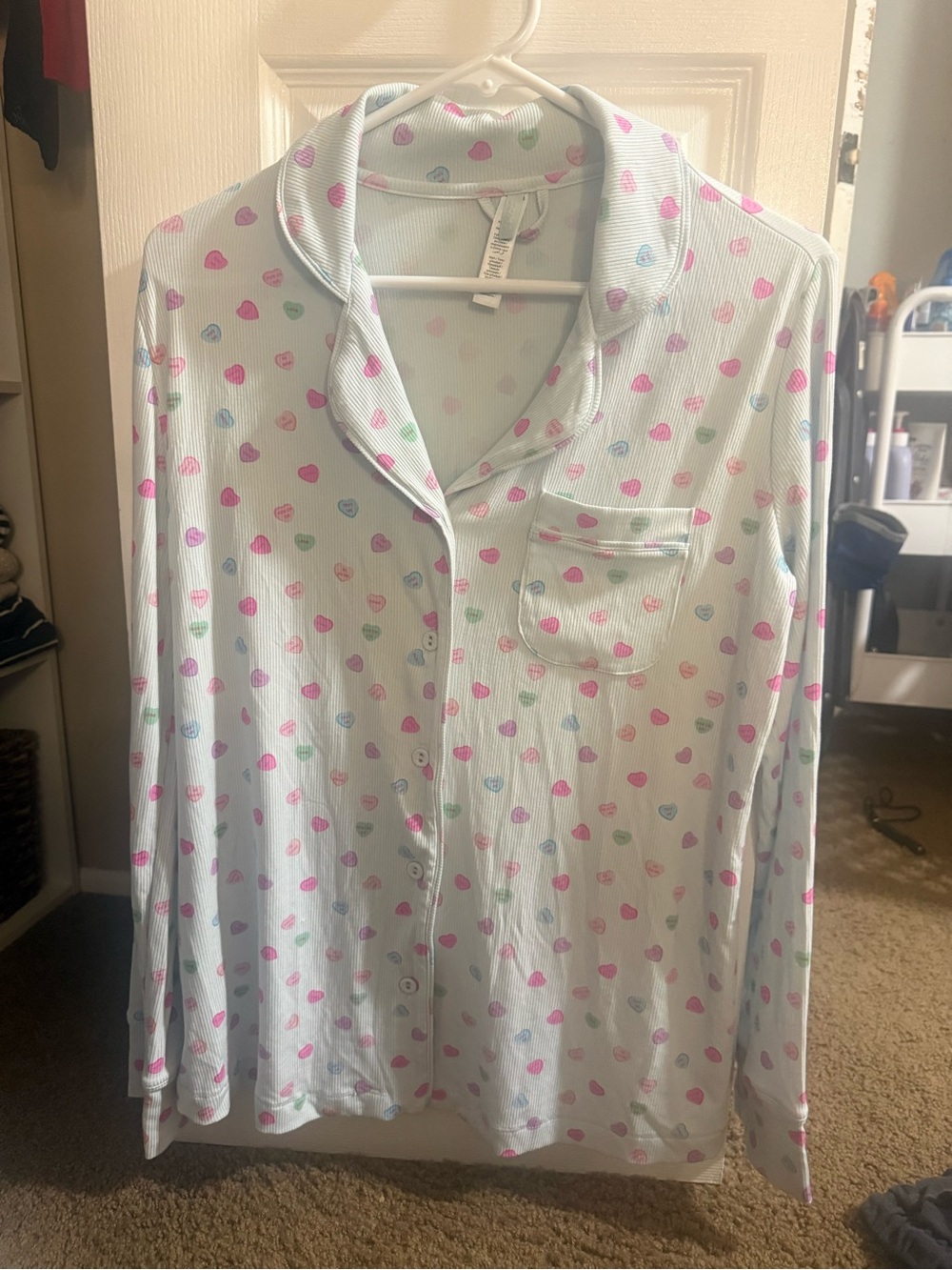 SKIMS Light Blue Heart-Print  Pajama Top